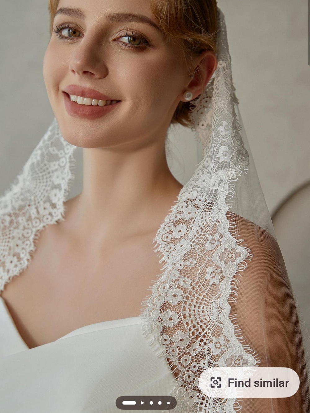 White Lace Trim Mantilla Wedding Veil